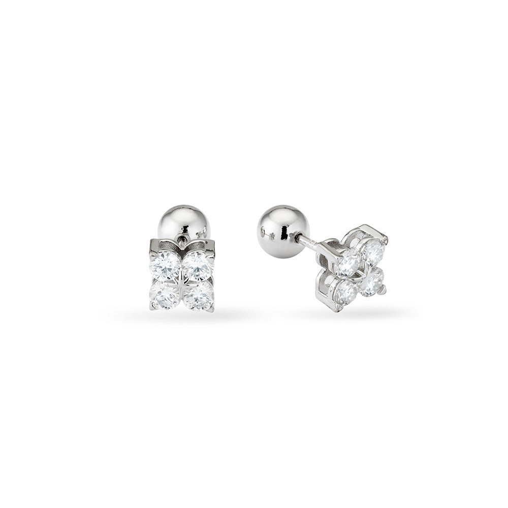 18K Gold Four Leaf Clover Moissanite Stud Earrings