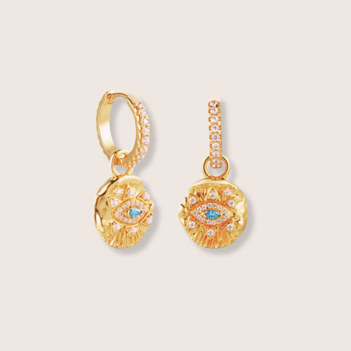 18K Gold Plated Evil Eye Vintage Hoop Earrings