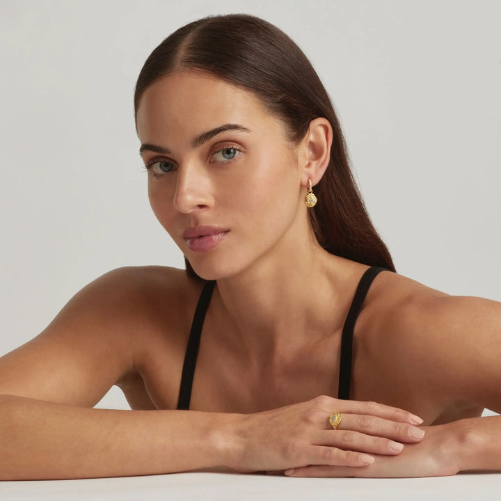 18K Gold Plated Evil Eye Vintage Hoop Earrings