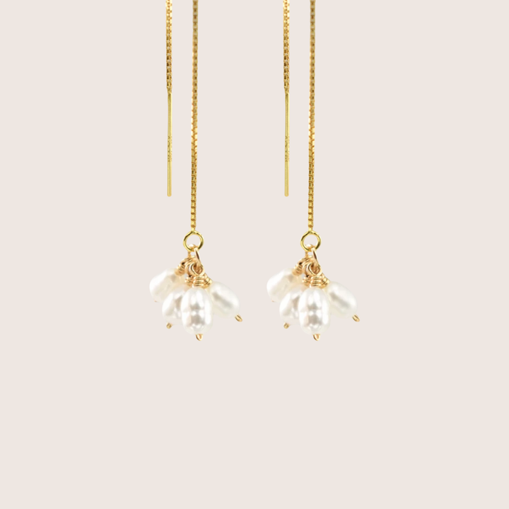 14K Gold Filled Pearl Windchimes Thread Earrings