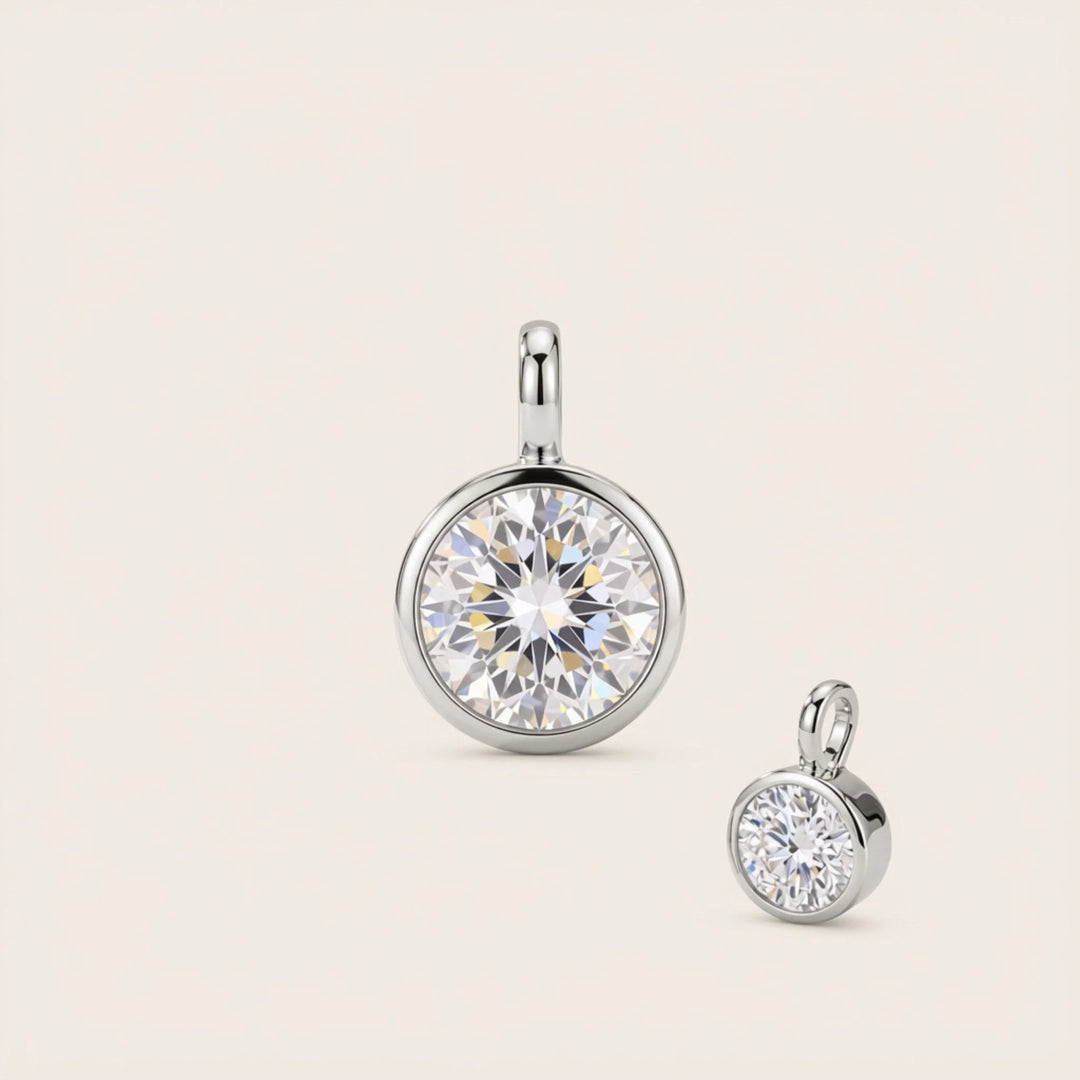 April Diamond Birthstone Charm – Rhodium Plated over Sterling Silver