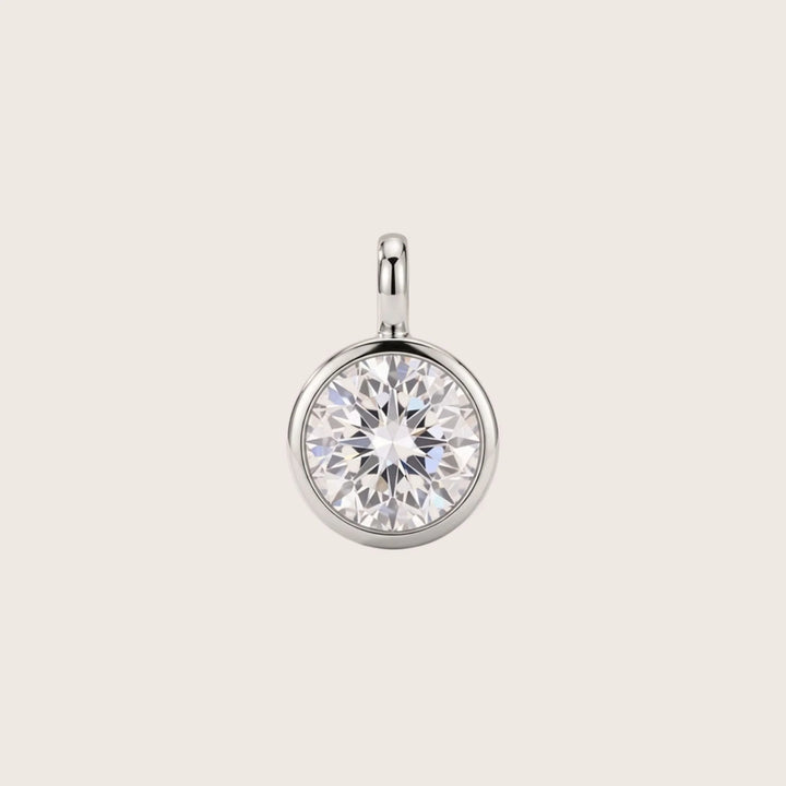 April Diamond Birthstone Charm – Rhodium Plated over Sterling Silver