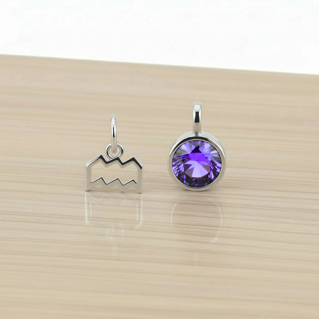 Aquarius Celestial Pair – Rhodium Plated over Sterling Silver