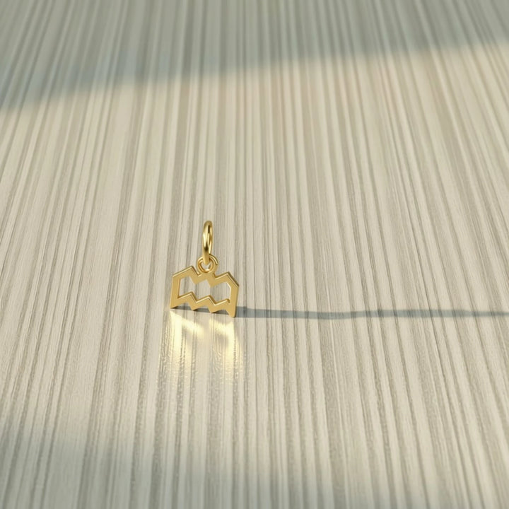Aquarius Zodiac Charm – 18K Gold Plated over Sterling Silver