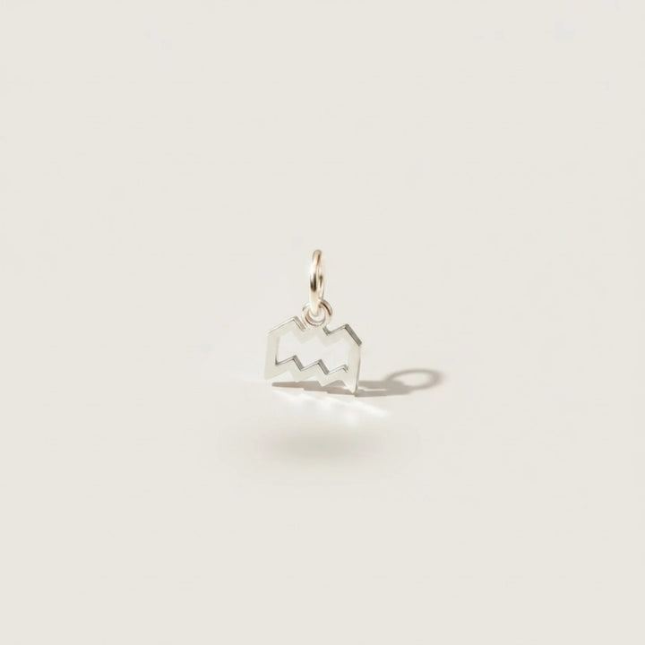 Aquarius Zodiac Charm – Rhodium Plated over Sterling Silver