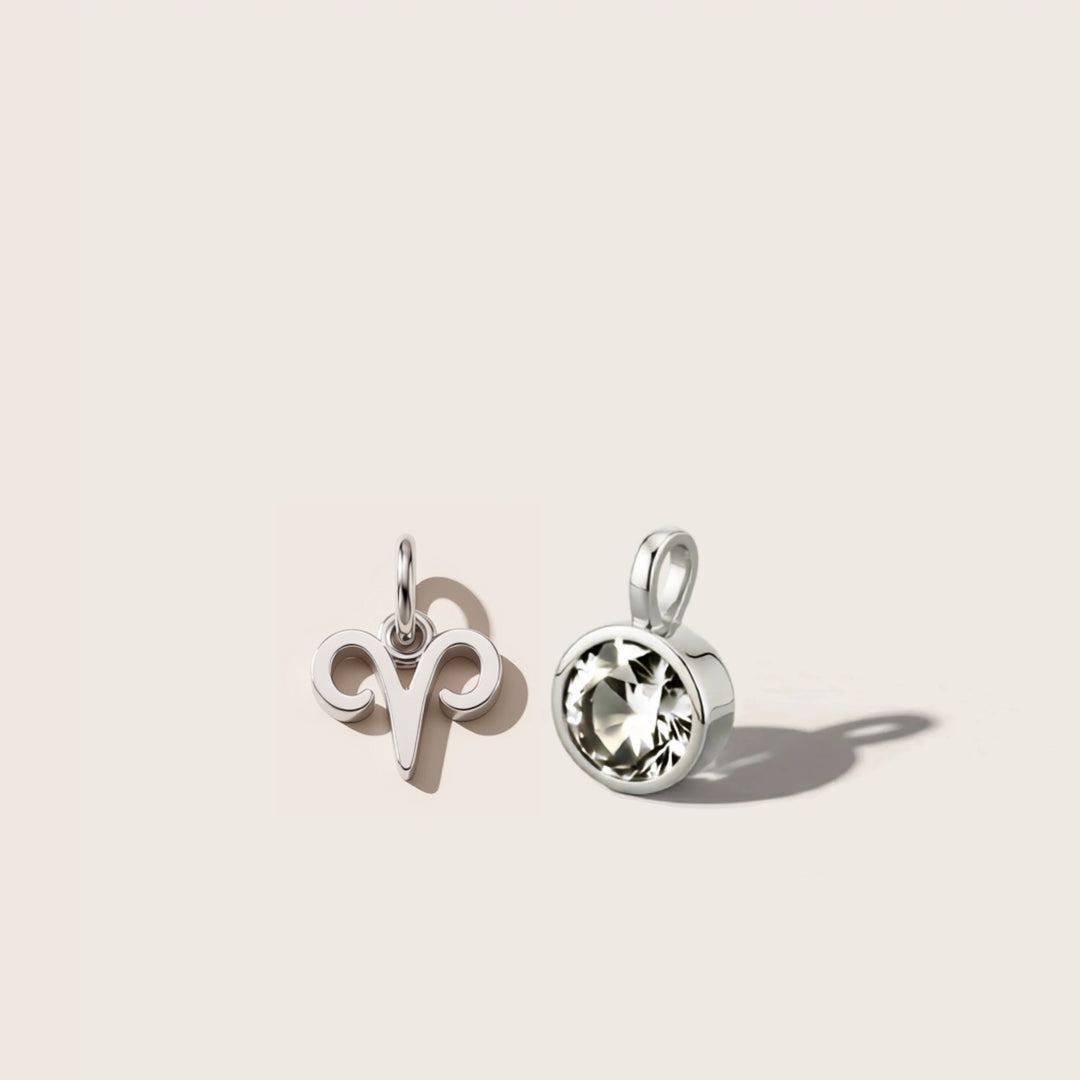 Aries Celestial Pair – Rhodium Plated over Sterling Silver