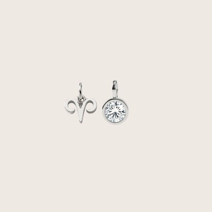 Aries Celestial Pair – Rhodium Plated over Sterling Silver