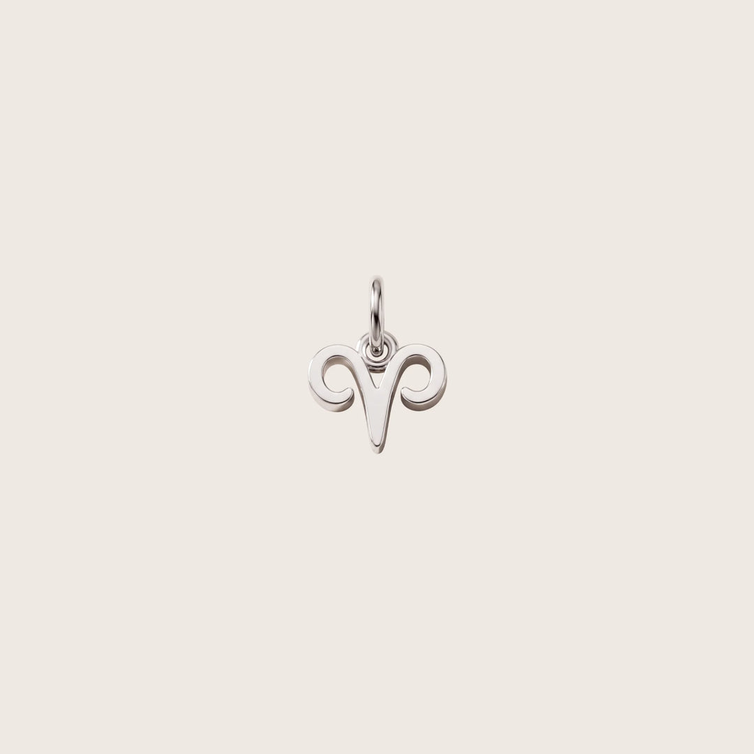 Aries Zodiac Charm – Rhodium Plated over Sterling Silver