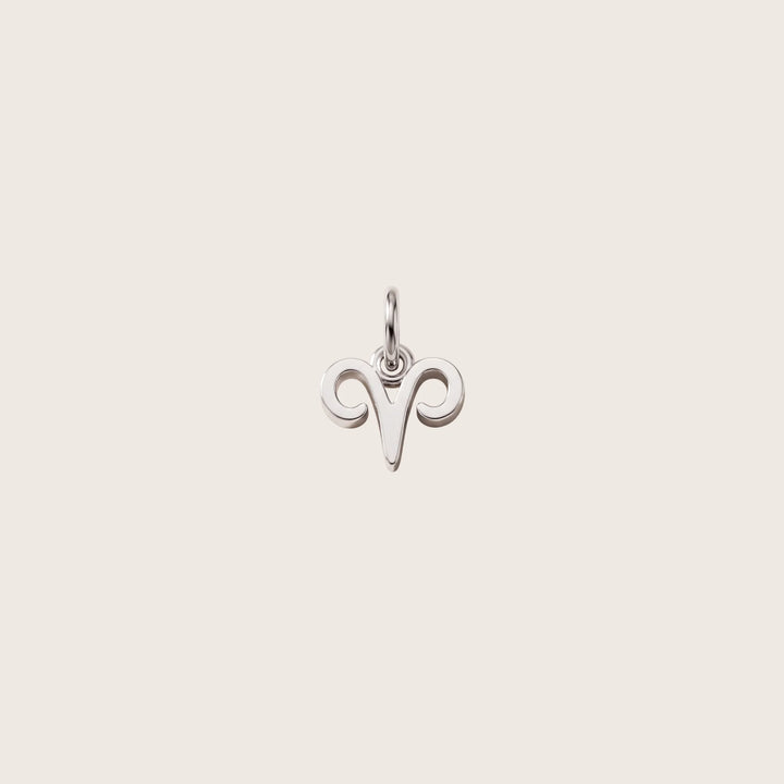 Aries Zodiac Charm – Rhodium Plated over Sterling Silver