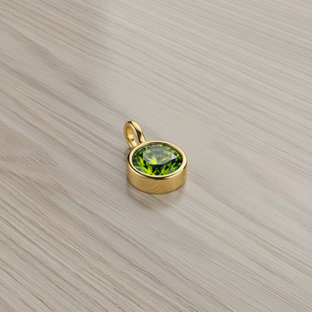 August Peridot Birthstone Charm – Gold Plated over Sterling Silver