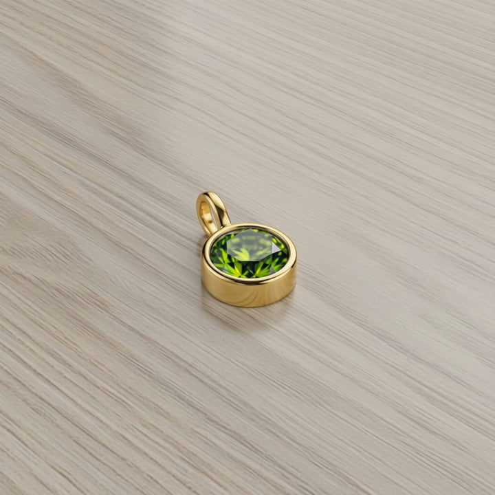 August Peridot Birthstone Charm – Gold Plated over Sterling Silver