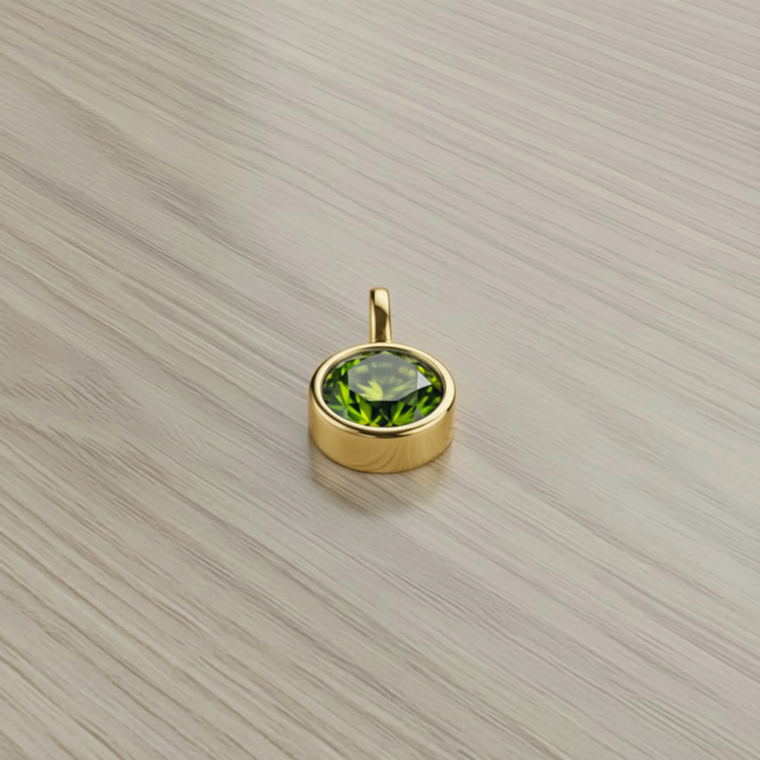 August Peridot Birthstone Charm – Gold Plated over Sterling Silver