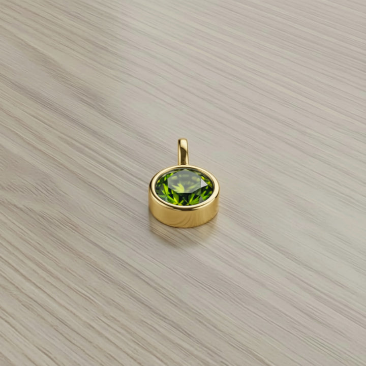 August Peridot Birthstone Charm – Gold Plated over Sterling Silver