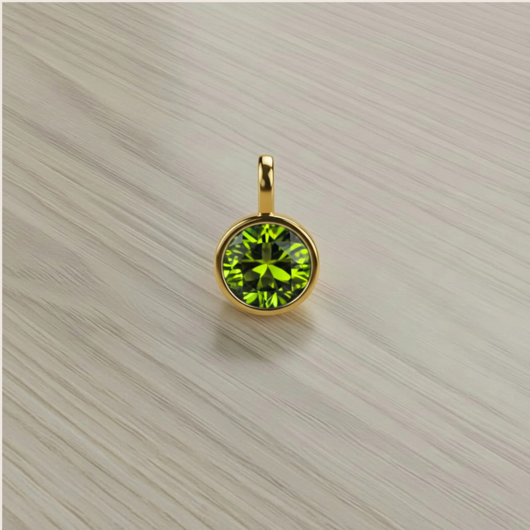 August Peridot Birthstone Charm – Gold Plated over Sterling Silver