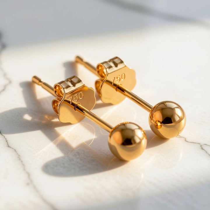 Aurelia Petite Gold Ball Studs - 18K Solid Gold