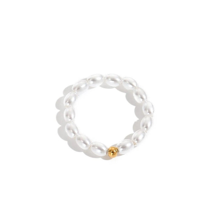 Beaded Freshwater Pearl ring with a gold bead