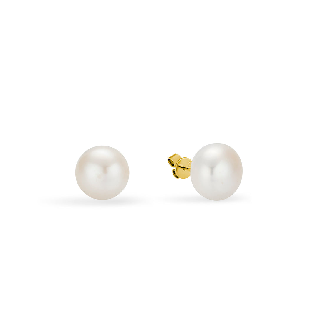 Big Button Freshwater Pearl Stud Earrings