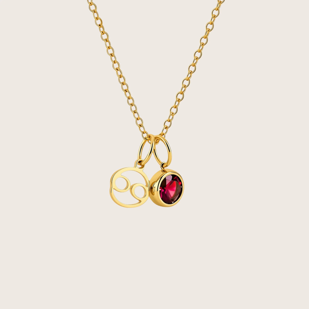 July Ruby Birthstone Charm – Gold Plated over Sterling Silver