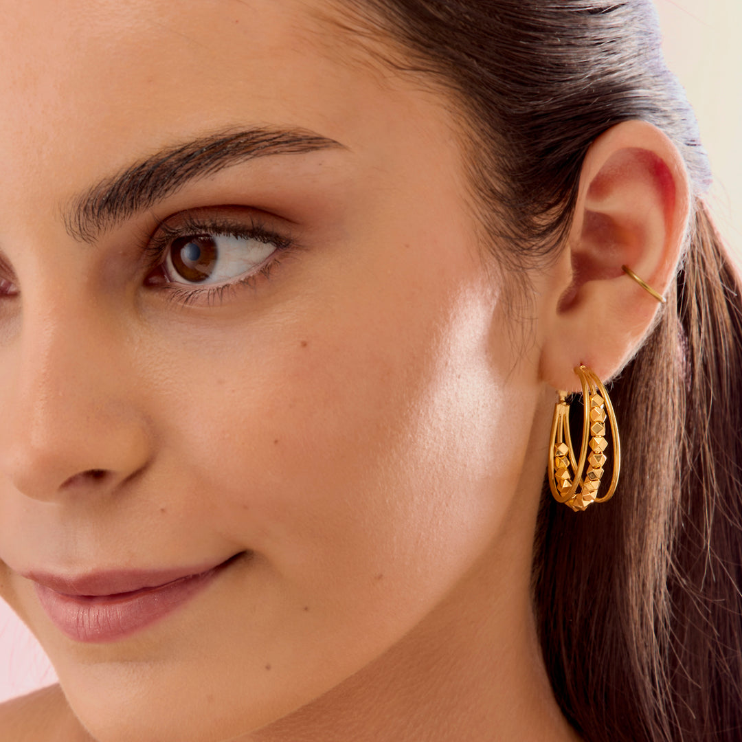 18K Gold Encased Cressida Hoop Earrings