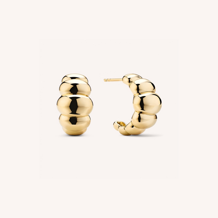 18K Gold Croissant Dome Drop Earrings
