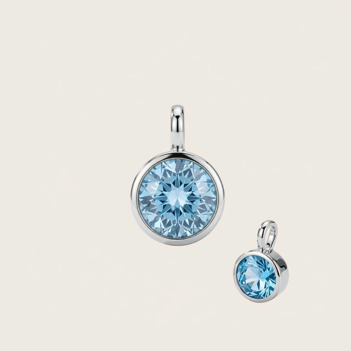 December Blue Topaz Birthstone Charm – Sterling Silver