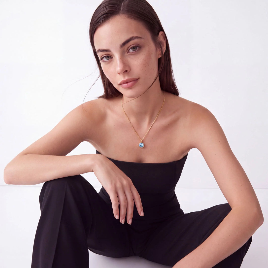 December Blue Topaz Birthstone Charm – Gold Plated over Sterling Silver