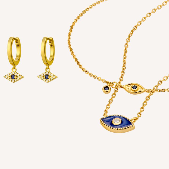 18K Gold Vermeil Jacalin Evil Eye Set