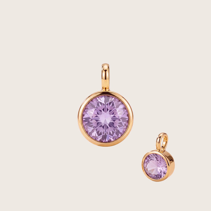 February Amethyst Birthstone Charm – 18K Gold Plated over Sterling Silver
