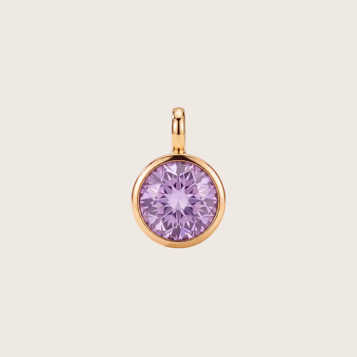 February Amethyst Birthstone Charm – 18K Gold Plated over Sterling Silver