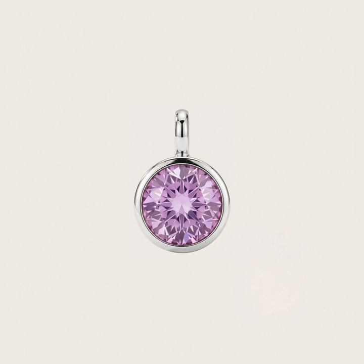 February Amethyst Birthstone Charm – Rhodium Plated over Sterling Silver