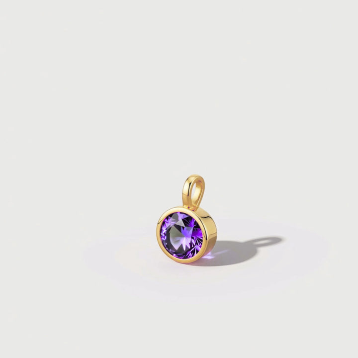 February Amethyst Birthstone Charm – 18K Gold Plated over Sterling Silver