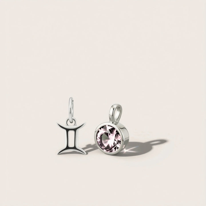 Gemini Zodiac Charm – Rhodium Plated over Sterling Silver