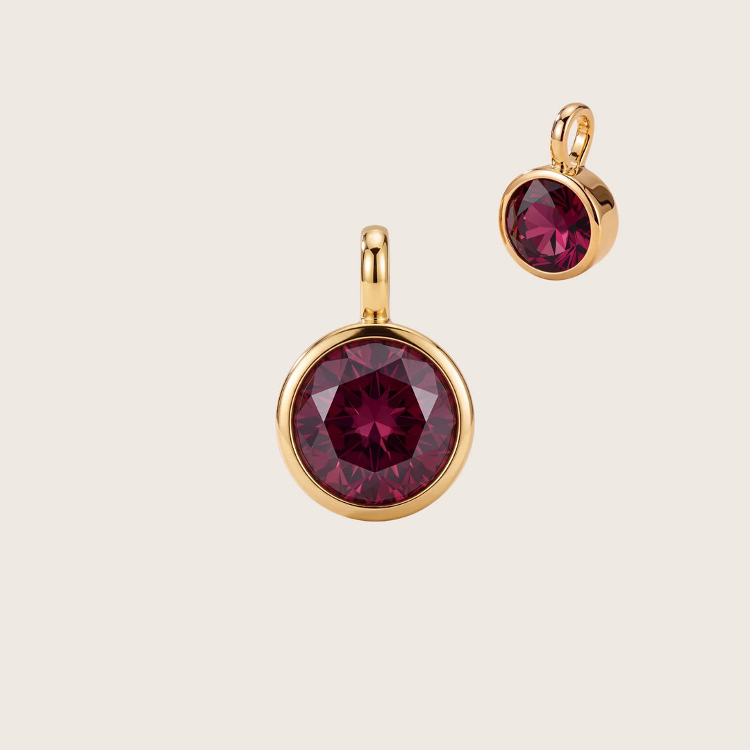 January Garnet Birthstone Charm – 18K Gold Plated over Sterling Silver