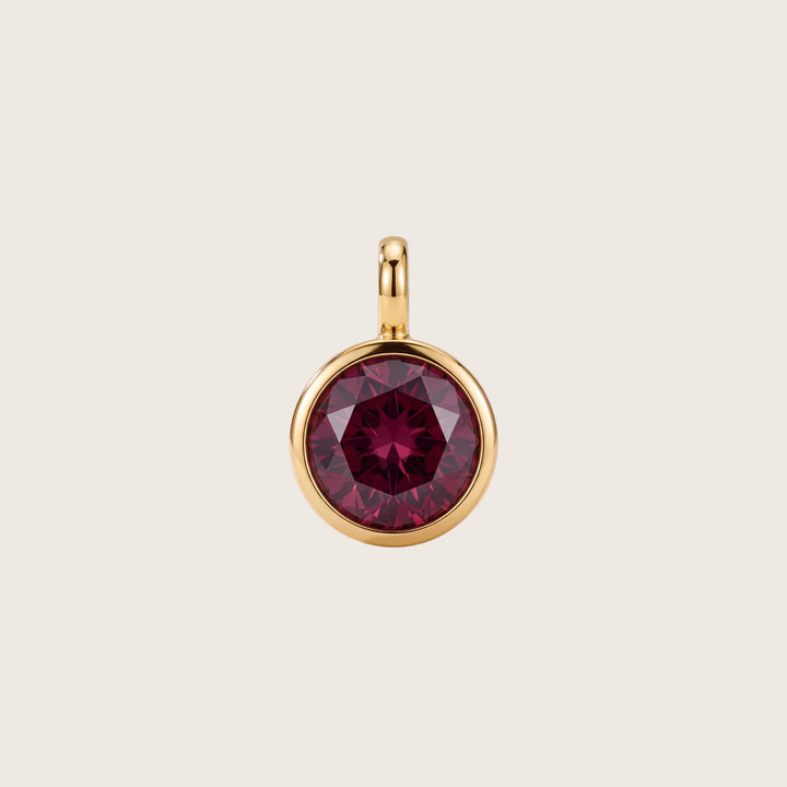 January Garnet Birthstone Charm – 18K Gold Plated over Sterling Silver