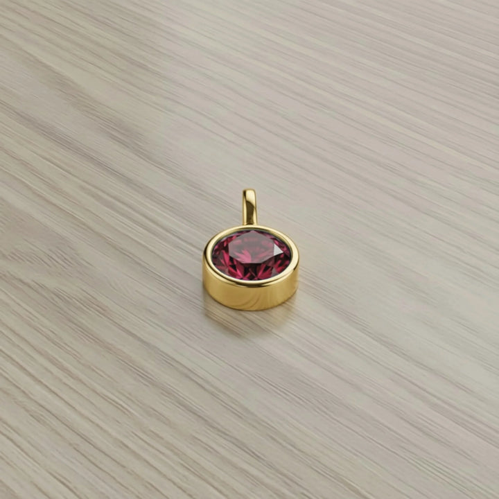 January Garnet Birthstone Charm – 18K Gold Plated over Sterling Silver