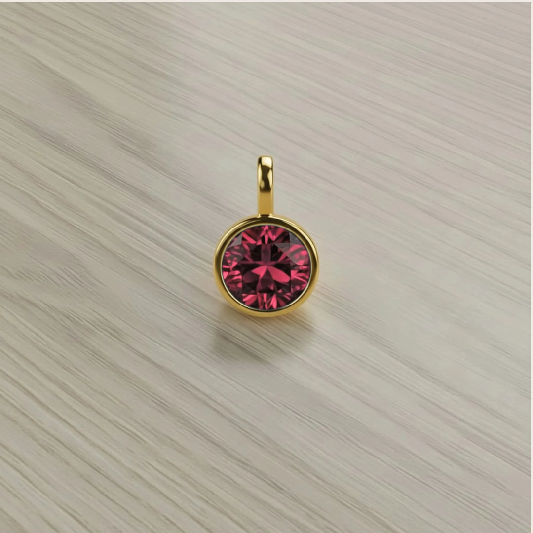 January Garnet Birthstone Charm – 18K Gold Plated over Sterling Silver