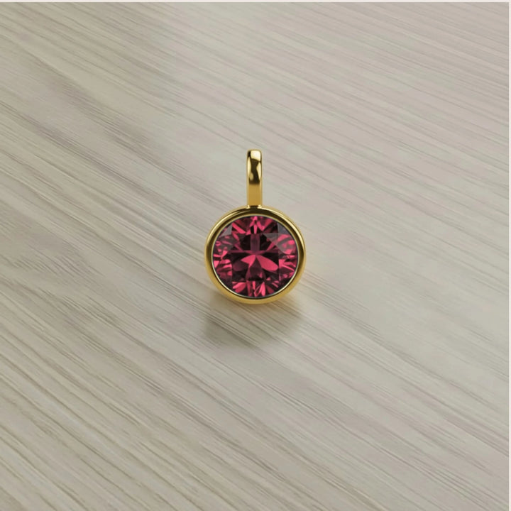 January Garnet Birthstone Charm – 18K Gold Plated over Sterling Silver