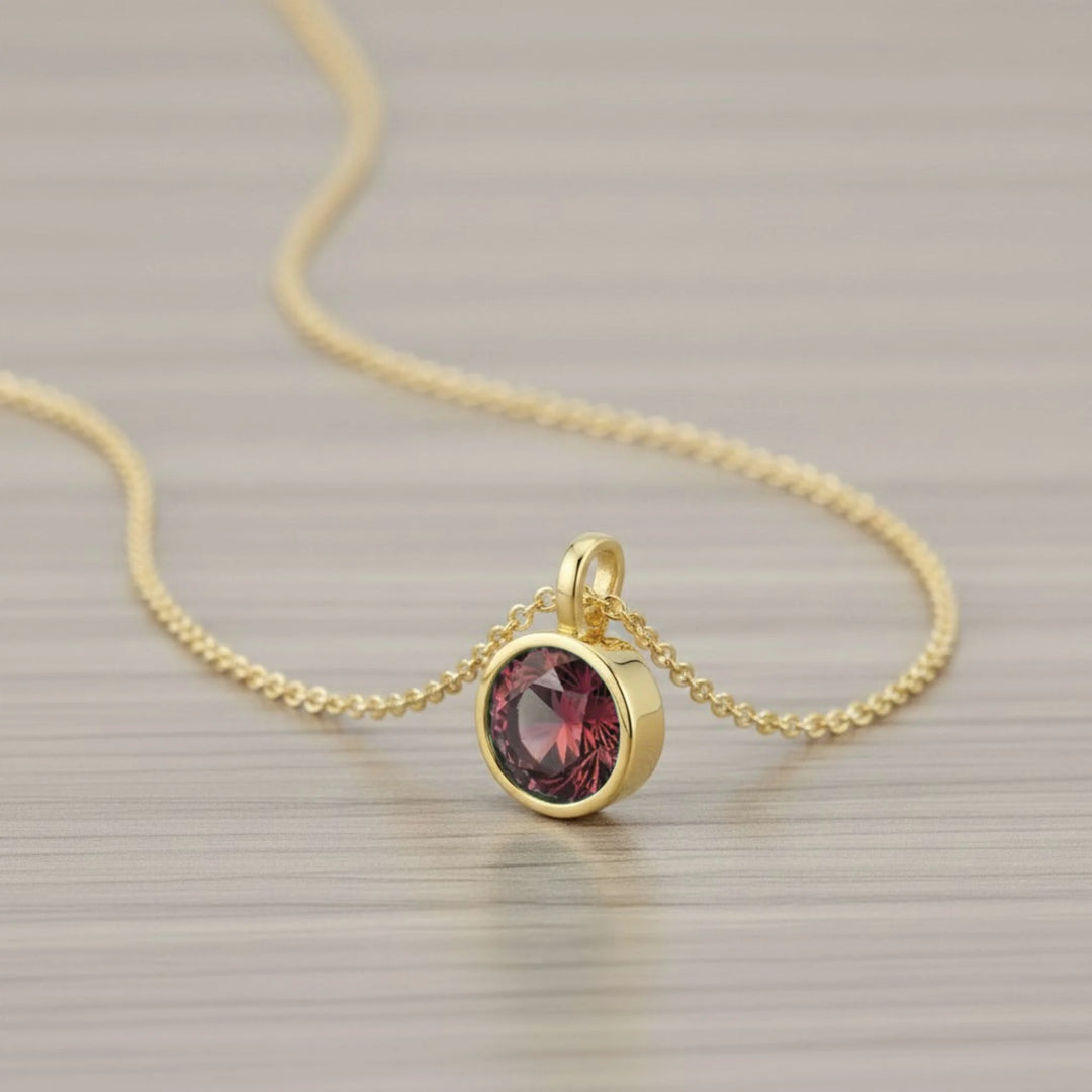 January Garnet Birthstone Charm – 18K Gold Plated over Sterling Silver