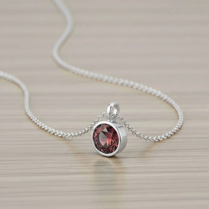 January Garnet Birthstone Charm – Rhodium Plated over Sterling Silver