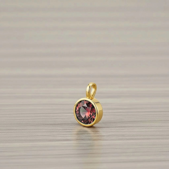 July Ruby Birthstone Charm – Gold Plated over Sterling Silver