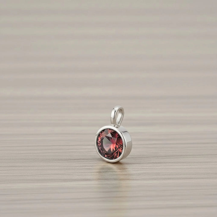 July Ruby Birthstone Charm – Rhodium Plated Sterling Silver
