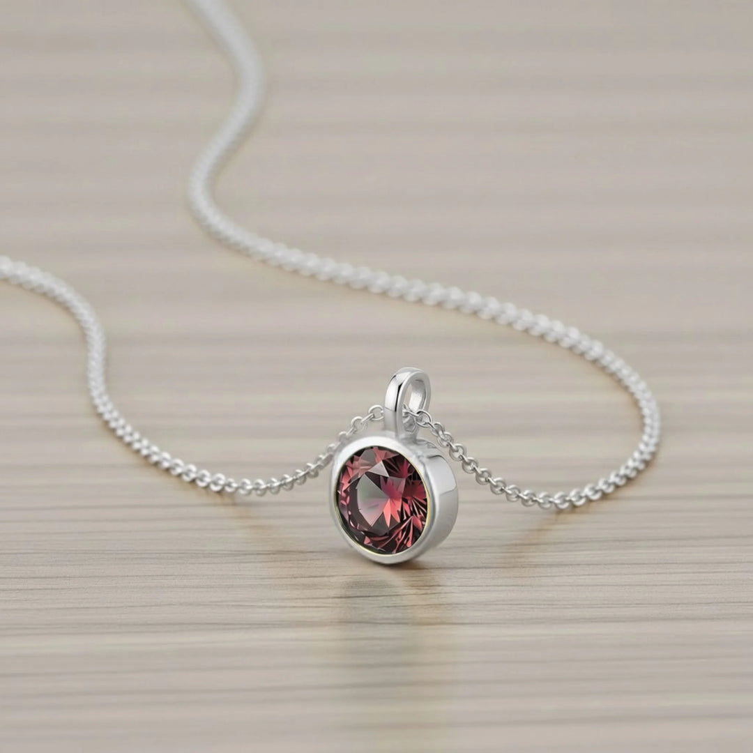 July Ruby Birthstone Charm – Rhodium Plated Sterling Silver