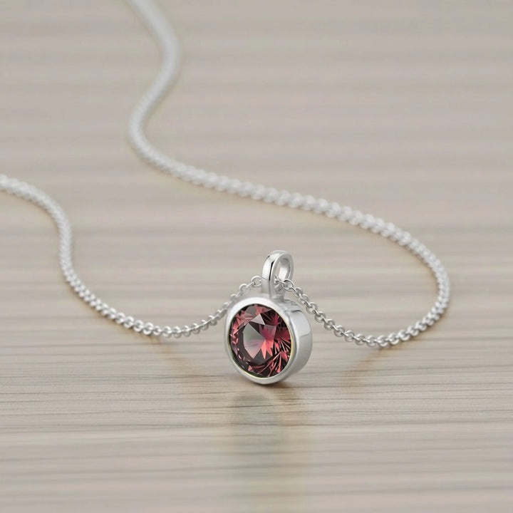 July Ruby Birthstone Charm – Rhodium Plated Sterling Silver