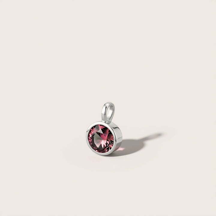 July Ruby Birthstone Charm – Rhodium Plated Sterling Silver