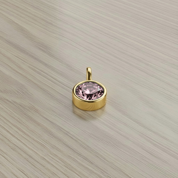June Soft Pink Birthstone Charm – Gold Plated over Sterling Silver