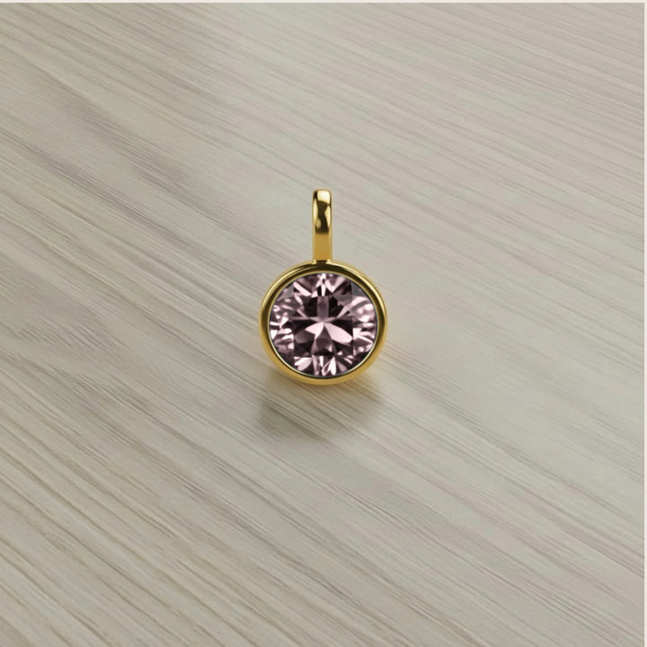 June Soft Pink Birthstone Charm – Gold Plated over Sterling Silver