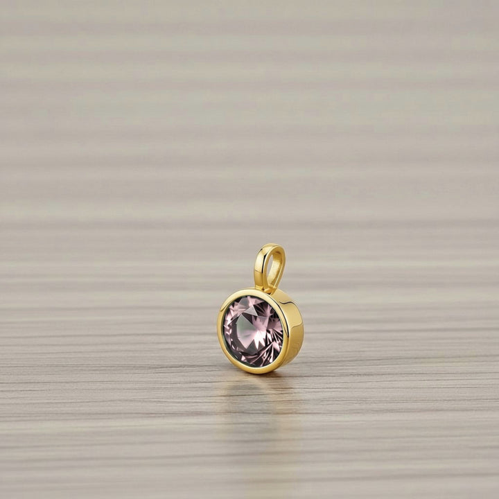 June Soft Pink Birthstone Charm – Gold Plated over Sterling Silver