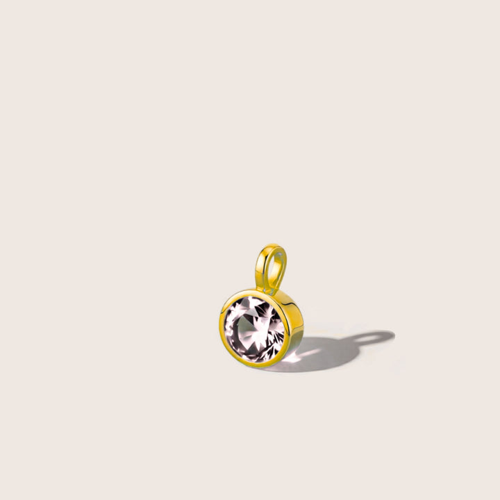 June Soft Pink Birthstone Charm – Gold Plated over Sterling Silver