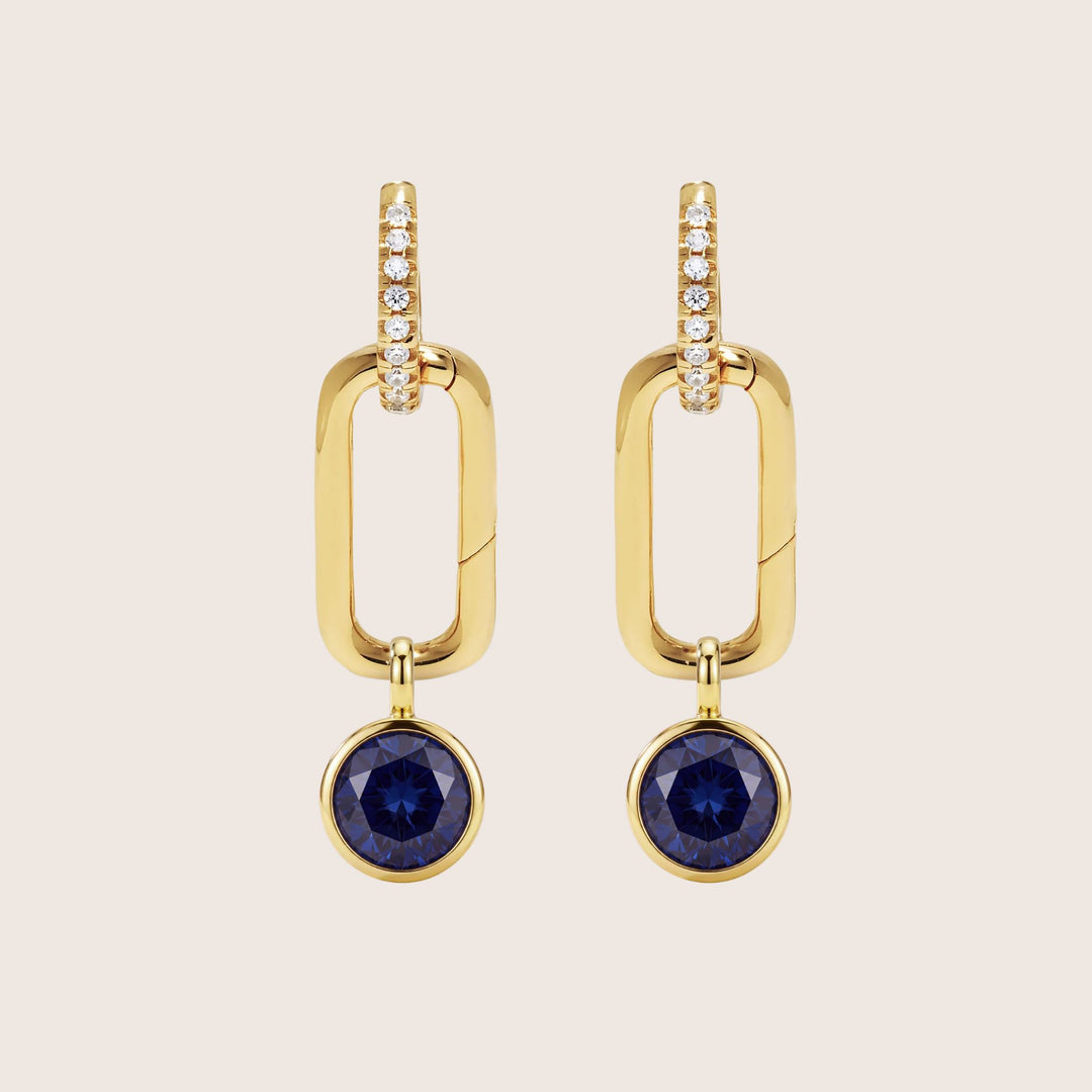 September Sapphire Blue Birthstone Charm – Gold Plated over Sterling Silver