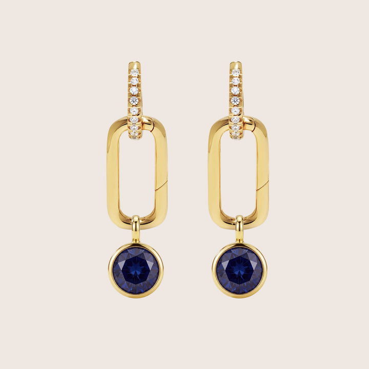 September Sapphire Blue Birthstone Charm – Gold Plated over Sterling Silver